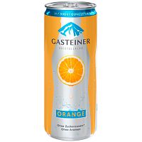 Минеральная вода Гаштайнер (Gasteiner) Кристалклар с газом, сок апельсина 0.33л банка