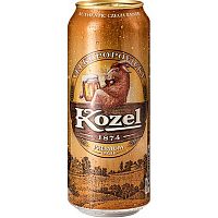 Пиво Velkopopovicky Kozel Premium Lager, Велкопоповицкий Козел светлое 4.6%, 0.5, банка
