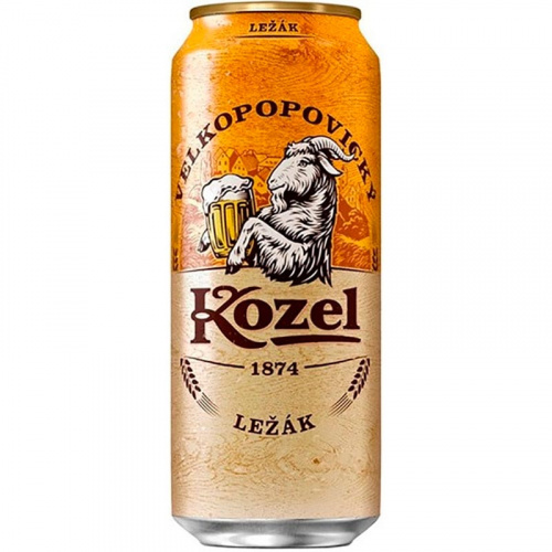 Пиво Velkopopovicky Kozel Lezak, Велкопоповицкий Козел лежак светлое 4.6%, 0.5, банка
