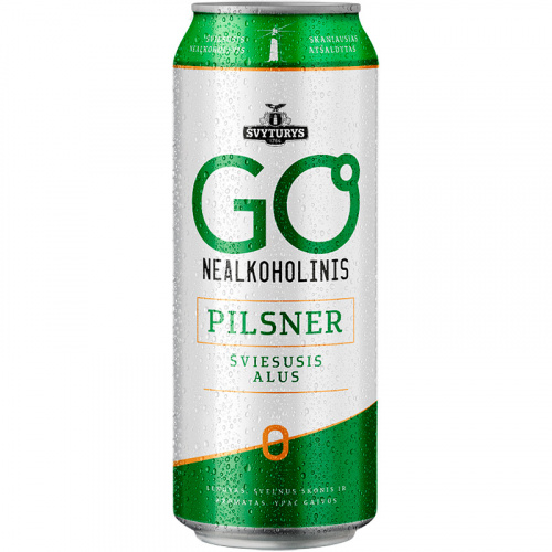 Безалкогольное пиво Svyturys GO Pilsner, Швитурис Гоу Пилснер 0.5%, 0.5, банка