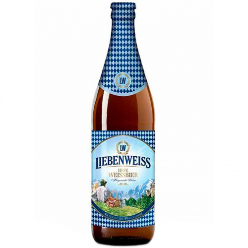 Пиво Liebenweiss Hefe Weissbier, Либенвайс Хефе Вайсбир светлое нефильтрованное 5.1%, 0.5, стекло