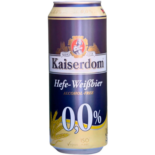 Пиво безалкогольное Kaiserdom Hefe-Weissbier Alcohol-Free, Кайзердом Хефе Вайсбир 0%, 0.5, банка