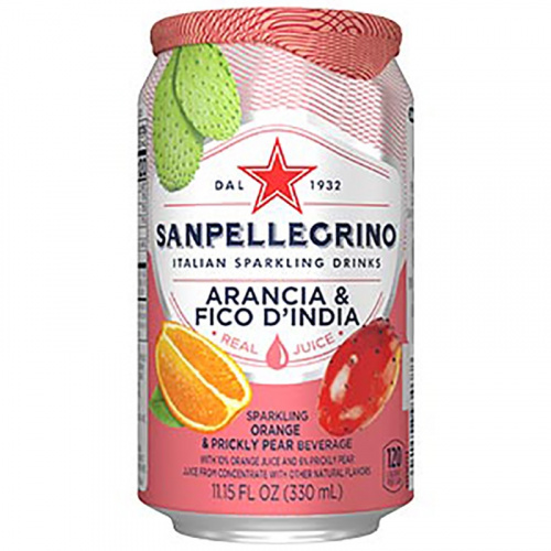 Сокосодержащий напиток S.Pellegrino Arancia & Fico D'india, С.Пеллегрино Апельсин, Опунция 0,33л x 6шт