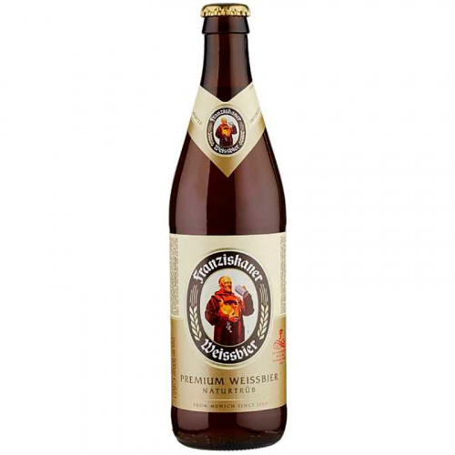 Пиво Franziskaner Hefe Weissbir, Францисканер Хефе Вайсбир светлое 5.0%, 0.5, стекло