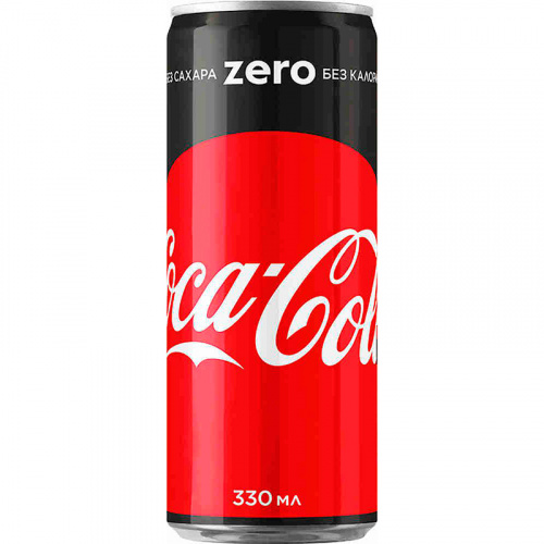 Напиток Coca-Cola Zero, Кока Кола Зеро 0.33л, банка (Россия)