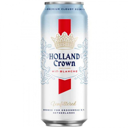 Пиво Holland Crown Wit - Blanche, Холанд Краун Вит - Бланш светлое нефильтрованное 5.0%, 0.5 банка