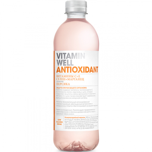 Напиток «Vitamin Well» Antioxidant, Персик, 0,5л, пластик