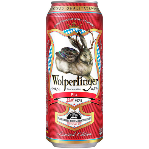 Пиво Wolpertinger Pils, Вольпертингер Пилс светлое 4.7%, 0.5л, банка