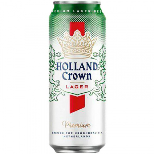 Пиво Holland Crown Premium, Холанд Краун Премиум светлое 4.8%, 0.5 банка