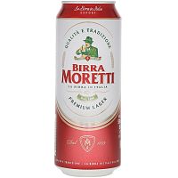 Пиво Birra Moretti Premium Lager, Бирра Моретти 4.6%, 0.5, банка