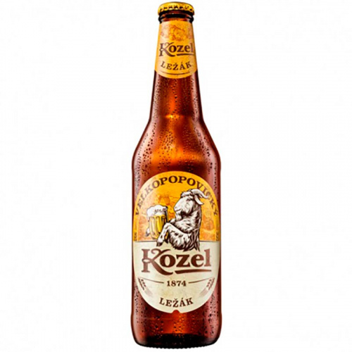 Пиво Velkopopovicky Kozel Lezak, Велкопоповицкий Козел лежак светлое 4.6%, 0.5, стекло