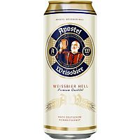 Пиво Apostel Weissbier, Апостел Вайсбир нефильтрованное светлое, 5.3%, 0.5л, банка