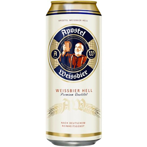 Пиво Apostel Weissbier, Апостел Вайсбир нефильтрованное светлое, 5.3%, 0.5л, банка