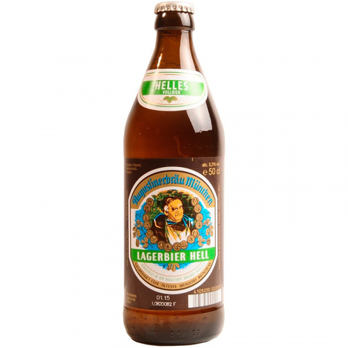 Пиво Augustiner Lagerbier Hell, Августинербрау Мюнчен Лагербир Хелл 5.2%, 0.5, стекло