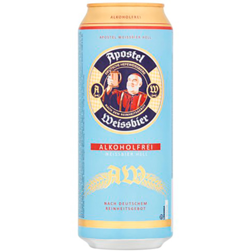 Пиво безалкогольное Apostel Weissbier Non Alcoholic, Апостел Вайсбир Нон Алкохолик нефильтрованное  0.49%, 0.5л, банка
