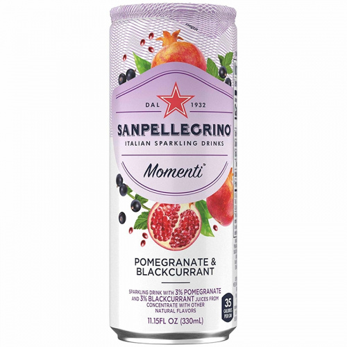 Сокосодержащий напиток S.Pellegrino Momenti Pomegranate & Blackcurrant, С.Пеллегрино Гранат Черная Смородина банка 0,33л x 24шт