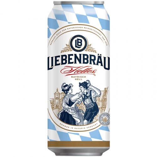 Пиво Liebenbrau Helles, Либенброй Хель светлое 5.1%, 0.5, банка